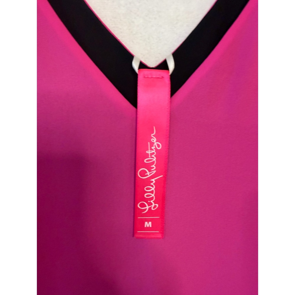 Lilly Pulitzer Reversible V Neck Tank Top Bright Pink Black Size M - Picture 3 of 7